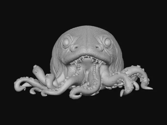 3D model for a highly detailed cross between a naked mole rat and an octopus with fangs like a giant anaconda.
