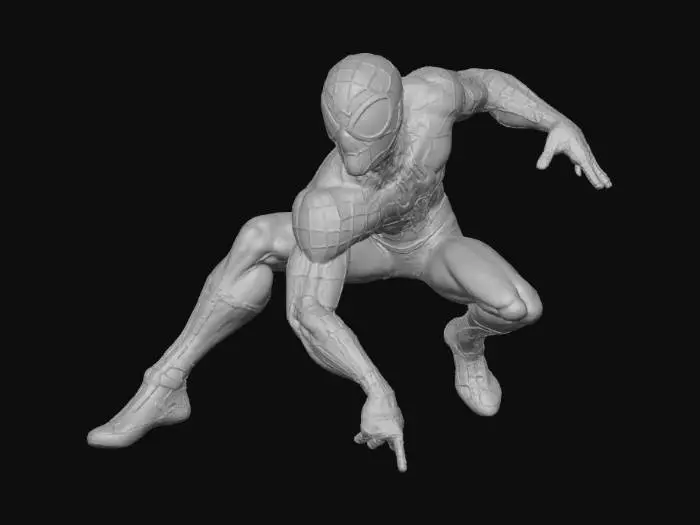 3D model for A spiderman picture with him swinging through the jungle.
