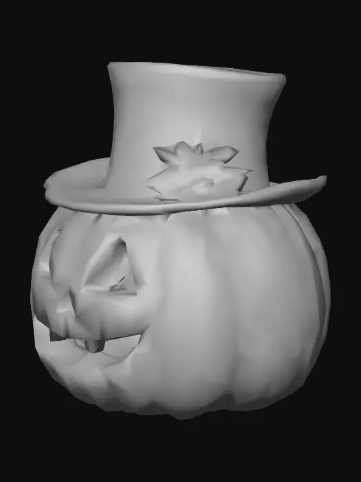 3D model for Decorative pumpkin wearing a top hat and laughing