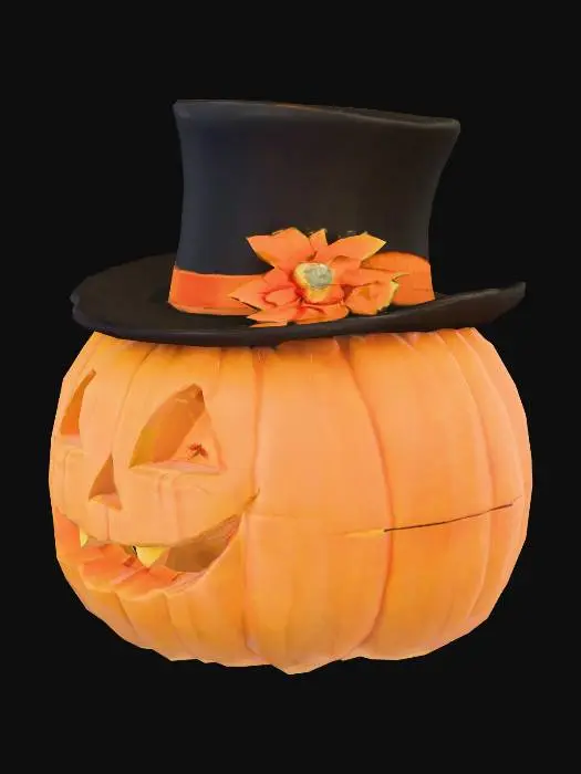 3D model for Decorative pumpkin wearing a top hat and laughing