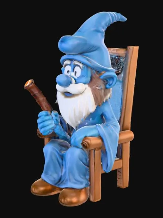 3D model for Papa Smurf smoking a pipe.
