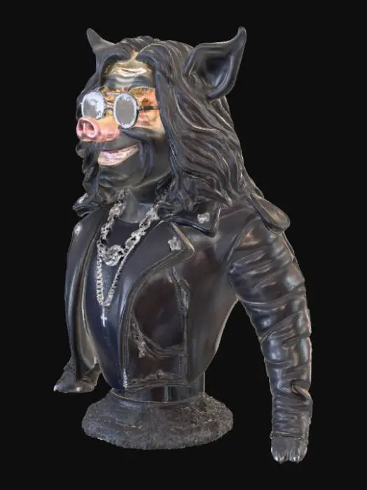 3D model for A tribute statue honoring Ozzy Osbourne in the shape of a pig.
