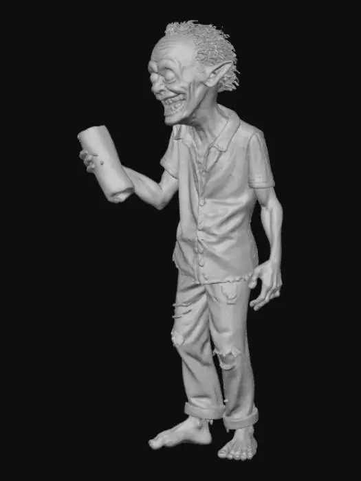 3D model for A ghoulish figure in the doorway handing candy to trick or treaters.