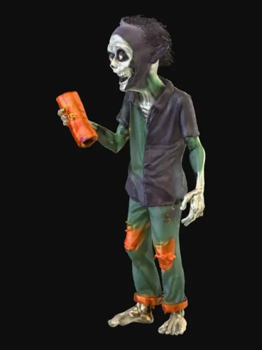 3D model for A ghoulish figure in the doorway handing candy to trick or treaters.