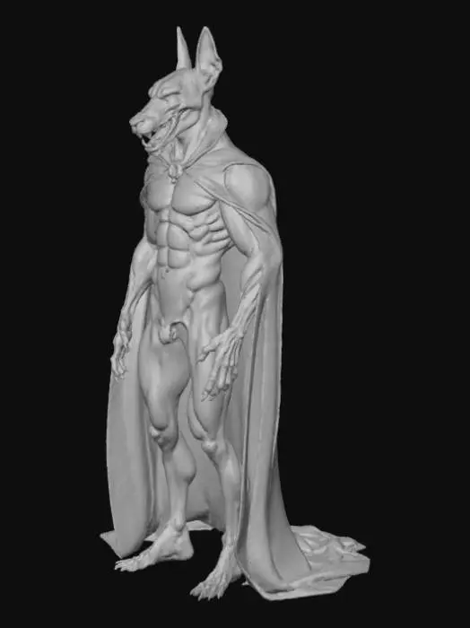 3D model for Create a highly detailed cross between a vampire and a doberman.