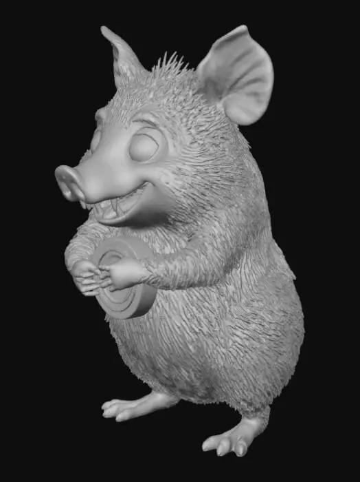 3D model for A giant spooky hamster with vampire fangs and the body of a pig.
