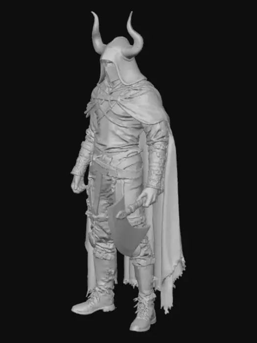 3D model for A commando witch with a meat cleaver as a weapon.