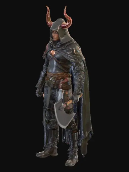 3D model for A commando witch with a meat cleaver as a weapon.