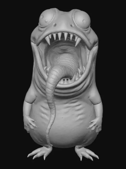 3D model for A ghoulish giant tadpole with a mouthful of pointy teeth.
