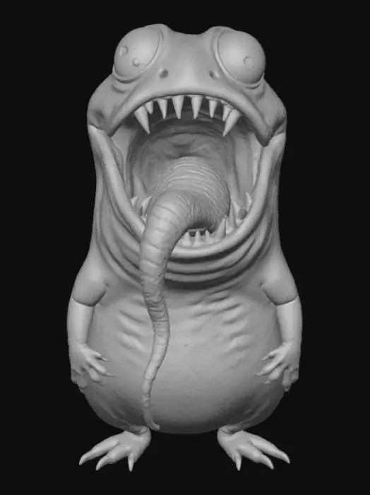 3D model for A ghoulish giant tadpole with a mouthful of pointy teeth.
