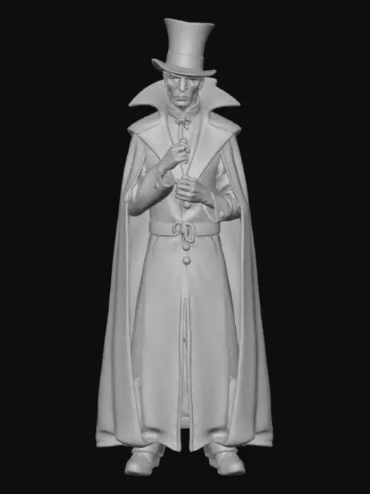 3D model for Create a highly detailed bust of Count Dracula wearing a top hat.