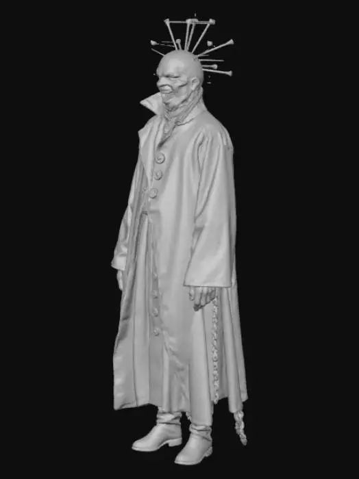 3D model for Create a pinhead type character with nails stuck in his head.