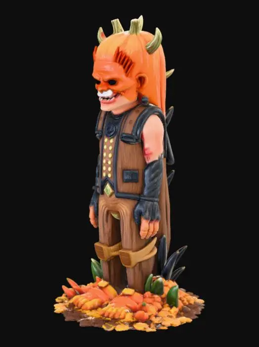 3D model for Create a totem with a pumpkin, vampire, Frankenstein and werewolf.