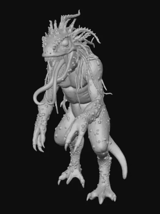 3D model for create a detailed plant monster with its leaves as teeth and a long tongue coming from its open mouth.