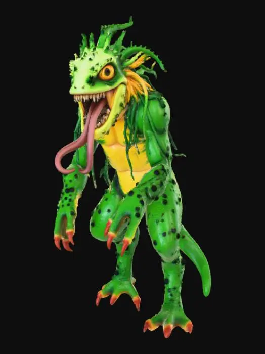 3D model for create a detailed plant monster with its leaves as teeth and a long tongue coming from its open mouth.