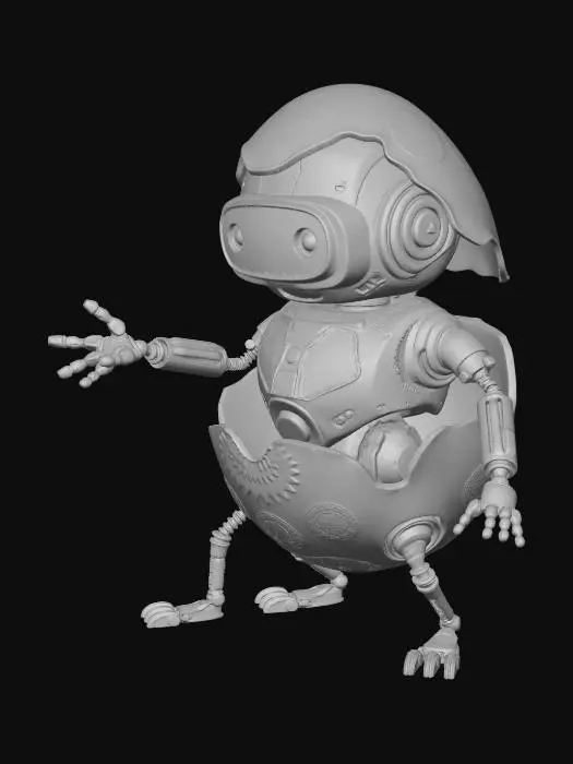 3D model for #EasterEgg2026#, Easter Egg With a AI Robot Coming outside from the Easter Egg cracking, #EasterEgg2026#