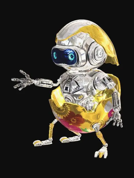 3D model for #EasterEgg2026#, Easter Egg With a AI Robot Coming outside from the Easter Egg cracking, #EasterEgg2026#