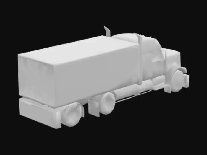 3D model for make me a 3-d model of a Peterbilt semi with clean with smooth edges with sleeper that has a attachable trailer 