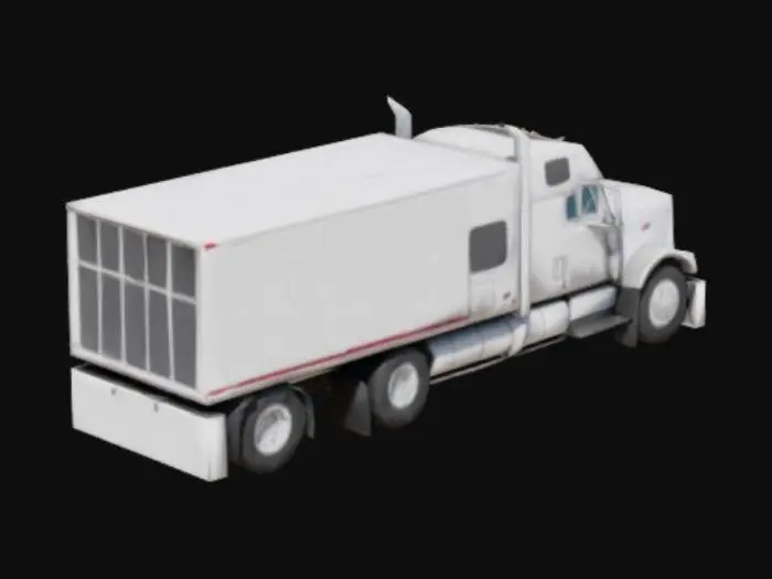 3D model for make me a 3-d model of a Peterbilt semi with clean with smooth edges with sleeper that has a attachable trailer 