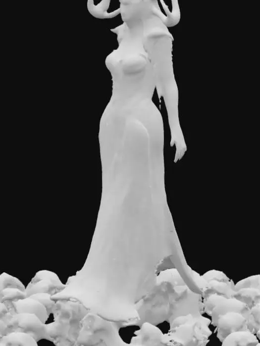 3D model for Norse goddess hela walking on skulls