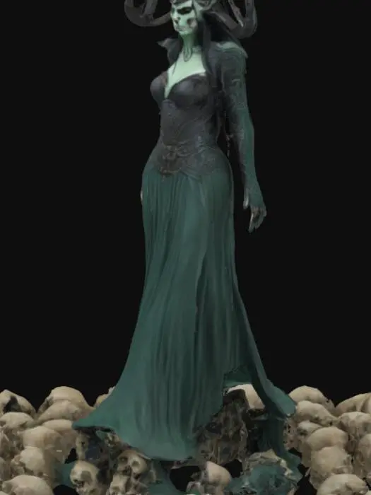 3D model for Norse goddess hela walking on skulls