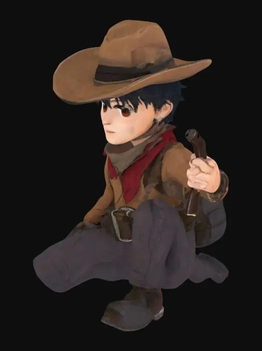 3D model for Cowboy Adventurer Anime Character
