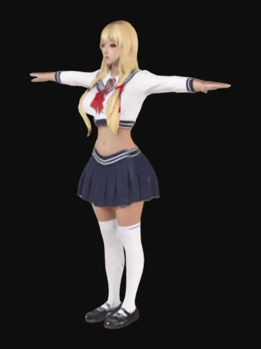 3D model for Anime Cosplay on Grass