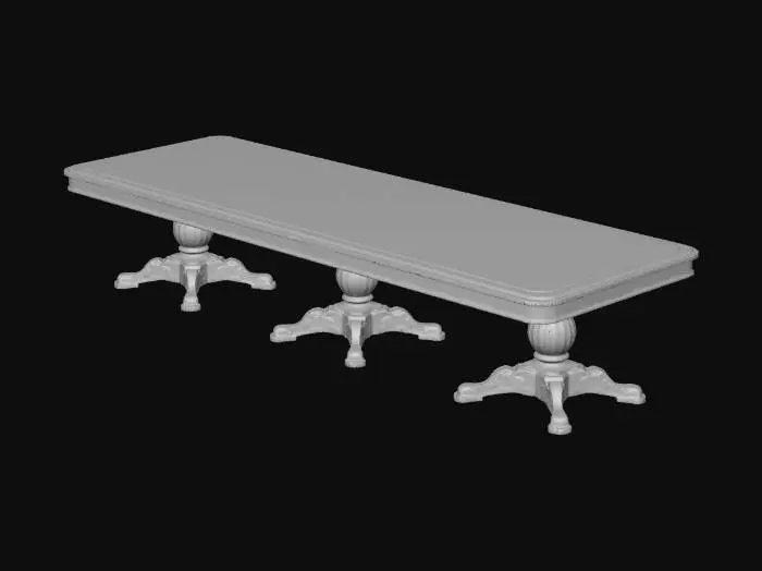 3D model for Triple-Pedestal Walnut Dining Table