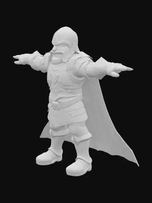 3D model for paladin , Clash of Clans, Battle Pose, Highly Detailed, T-Pose, no weapon