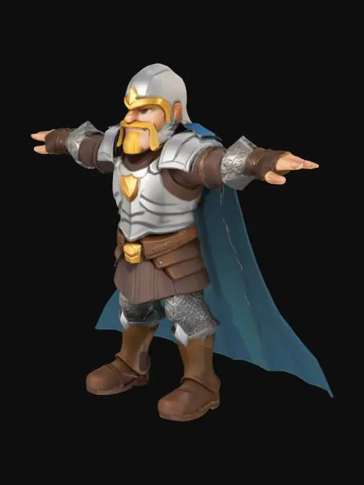 3D model for paladin , Clash of Clans, Battle Pose, Highly Detailed, T-Pose, no weapon