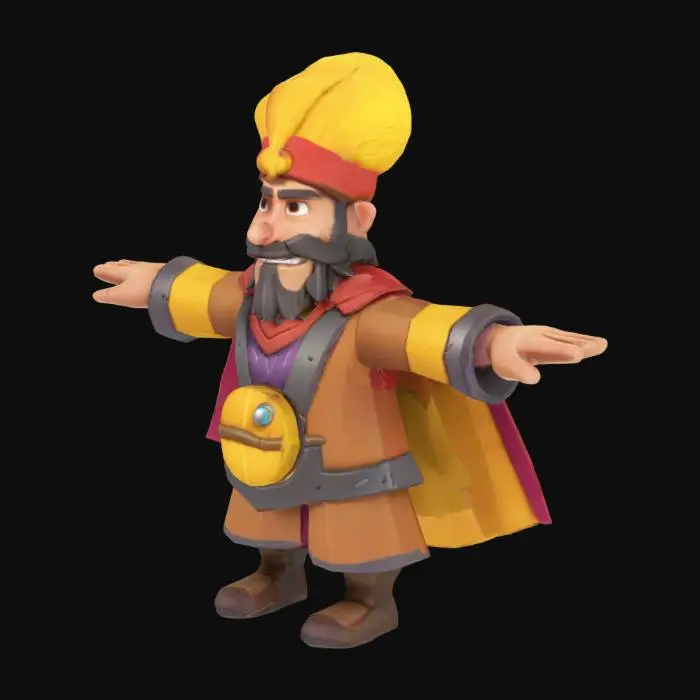 3D model for bard , Clash of Clans, Battle Pose, Highly Detailed, T-Pose, no weapon