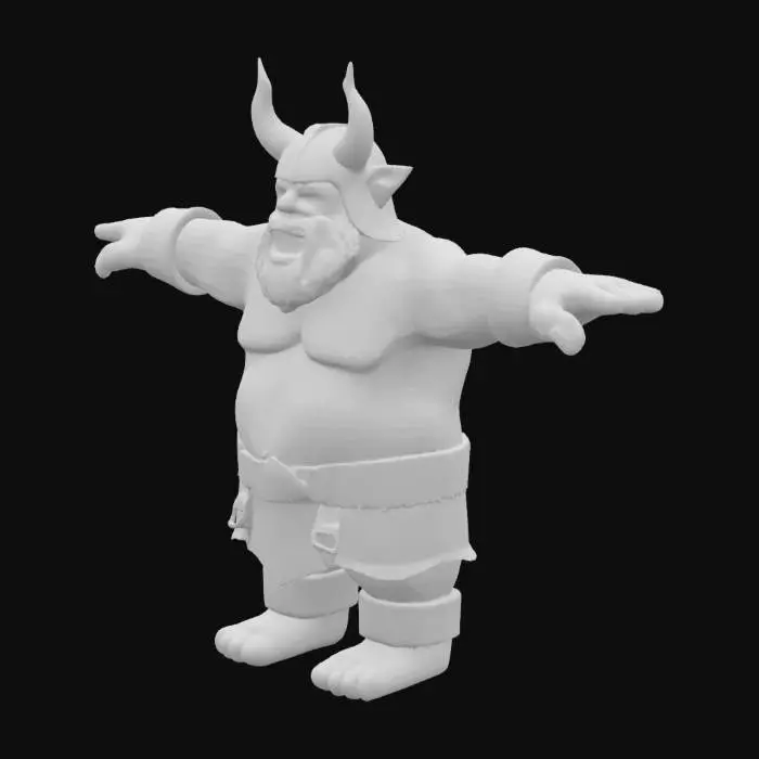 3D model for barbarian , Clash of Clans, Battle Pose, Highly Detailed, T-Pose, no weapon