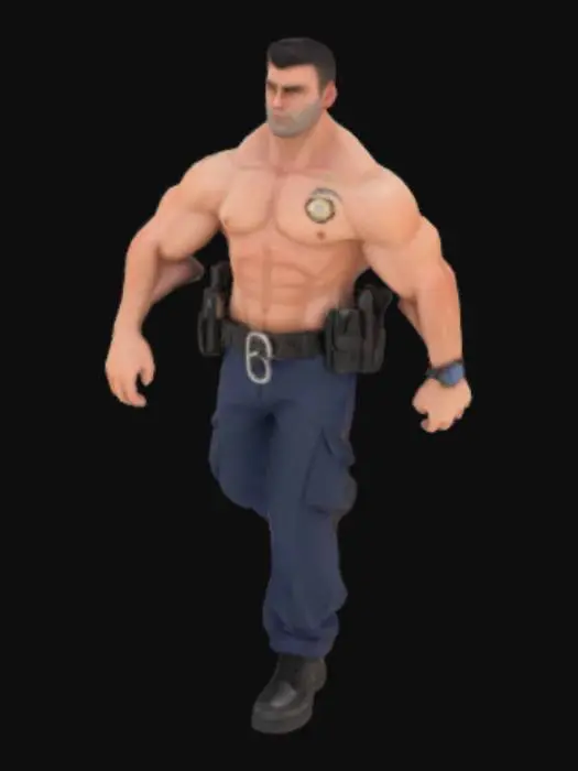3D model for un policier sans T-shirt