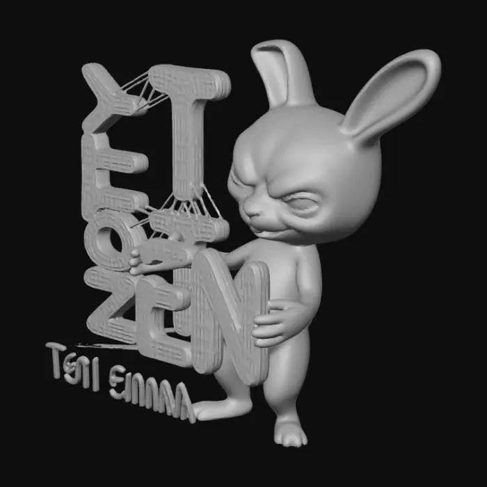 3D model for Black and pink Bunny holding TEN EMMA Mesh