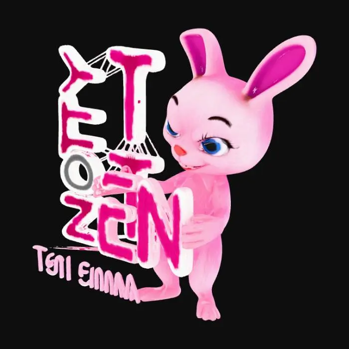 3D model for Black and pink Bunny holding TEN EMMA Mesh