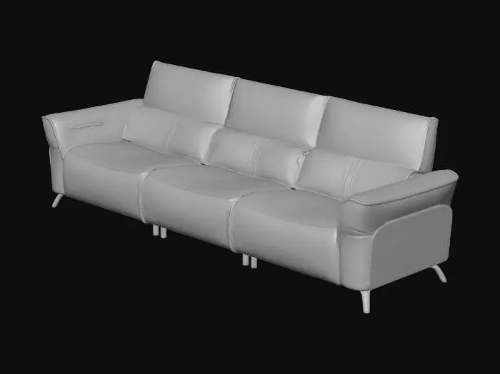 3D model for Brown Leather Three-Seater Sofa
