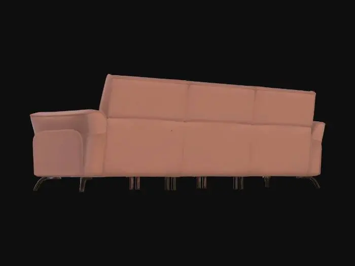 3D model for Brown Leather Three-Seater Sofa