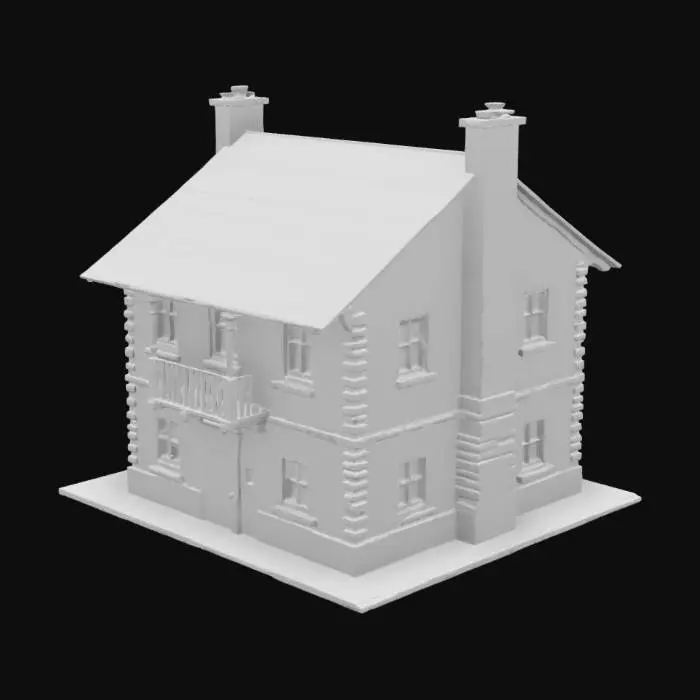 3D model for stone two-storey hunter's house with a balcony from 1800