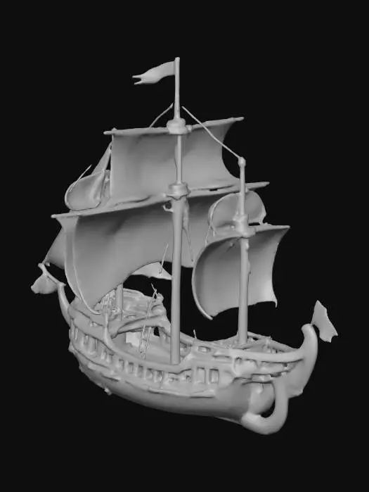 3D model for Create a hollow pirate ship sailboat. 