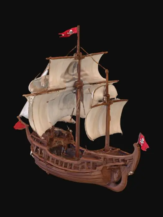 3D model for Create a hollow pirate ship sailboat. 