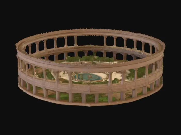 3D model for Cinematic model landscape arena circle dome shape arena hard sparring soft sparring mixed martial arena temple inside earth sphere the lands of the shadowlands kaels world of the oasis paradise islands forest jungle deserts model landscape like assassins creed skyrim open world model unreal engine uv unwrapping 