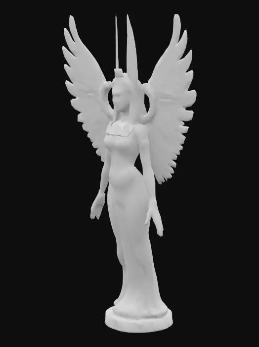 3D model for Art Deco Style Obsidian Statue of Isis the Egyptian God. Her clothing and other details are marked in a brass or gold colour