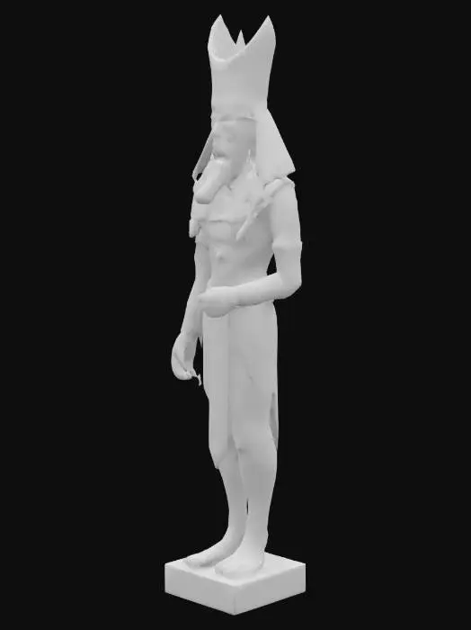 3D model for Art Deco Style Obsidian Statue of Osiris the Egyptian God. Her clothing and other details are marked in a brass or gold colour