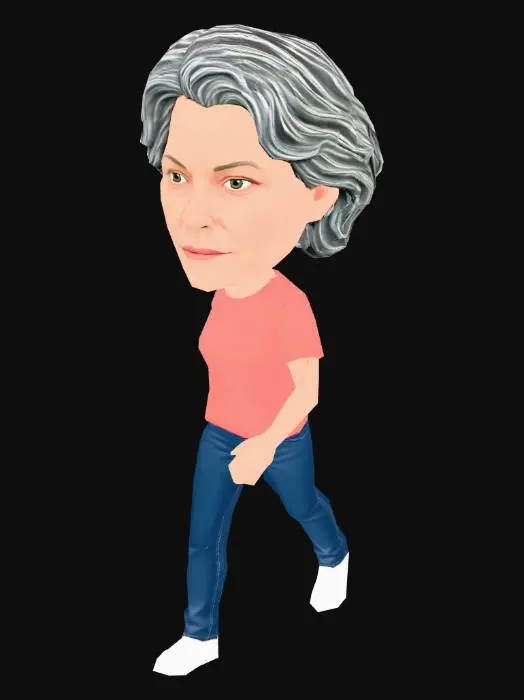 3D model for Grey-Haired Avatar in Coral Shirt