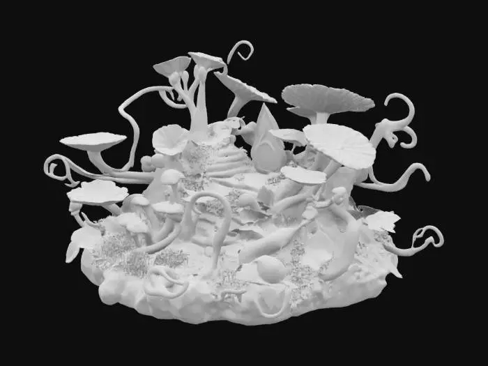 3D model for Fairy Forest,Real life world of Alien Plants DIORAMA ,unique style blends intricate Aliens tones with silver Blue accents, OUR vivid emotional expression and modernism, creates a striking visual experience 