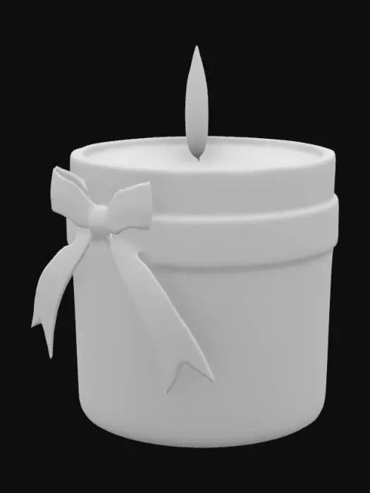 3D model for Scented candle, warm and romantic, tied with pink bow, ribbon, lit, shimmering light, #valentine#