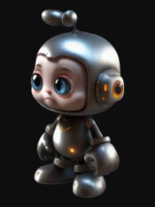 3D model for 3d game cute character, a character with element gold Metal,  front view