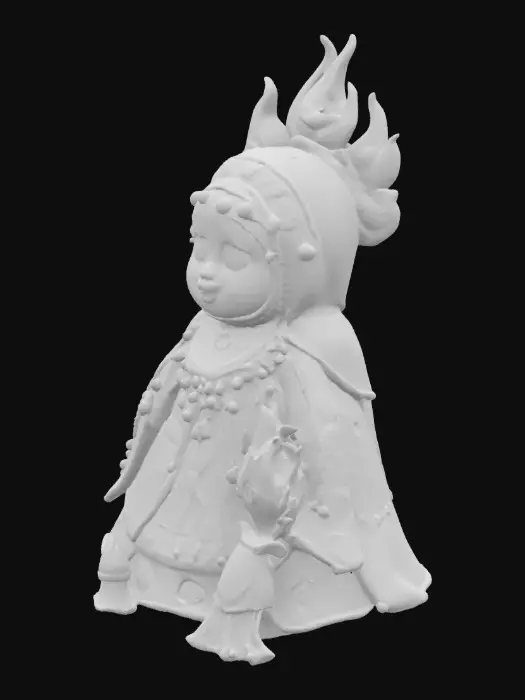 3D model for Flame Dancer - Slavic Rhapsody Nesting Dolls, nesting dolls covered with layers of metal tassels and colourful glazed beads, the edge of the turban is flame-like warping, a symbol of the Russian nation's passion and uninhibited, with deep red, cobalt blue and gilt as the main colours, supplemented by fluorescent green and bright orange embellishments, the saturation of colours is high!, #AroundTheWorld#