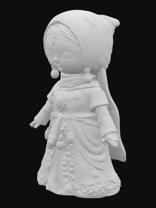 3D model for [Russia] Flame Dancer - Slavic Rhapsody Nesting Dolls, nesting dolls covered with cascading metal tassels and colourful glazed beads, the headscarf is flame-coloured to symbolise the passion and uninhibited nature of the Russian nation, with crimson, cobalt blue and gilt as the main colours, supplemented by fluorescent green and bright orange embellishments, with a high degree of colour saturation., #AroundTheWorld#