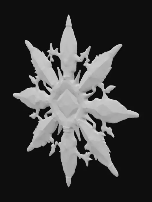 3D model for In the center is the government symbol of the city of the sky, a fusion of medieval-era cameo aesthetics and psychedelic surrealism, set with luminous jewels, and flanked by symmetrical swords in an unruly shape.